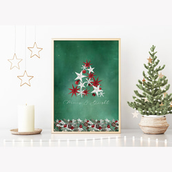 クリスマスツリーのポスター / i1586 /  クリスマス　冬　オーナメント　星　　インテリアポスター 3枚目の画像