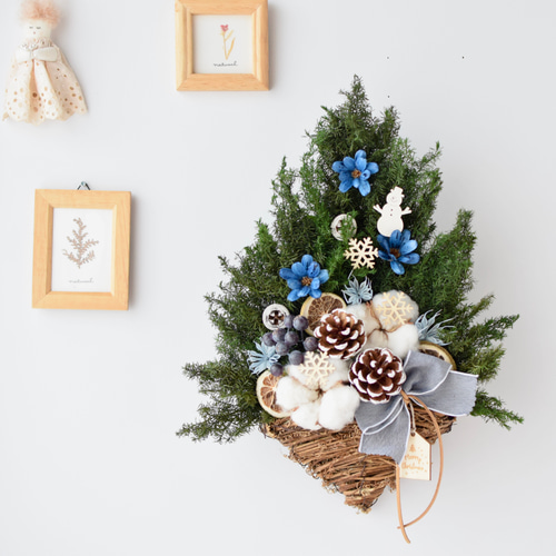 プリザーブドフラワー、クリスマス壁掛け クリスマス プリザーブドフラワー 壁掛け 手作りキット 玄関 ギフト