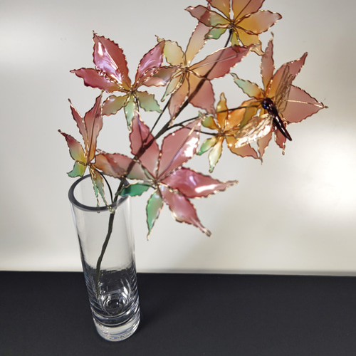 紅葉と赤とんぼ(ver.2) アメリカンフラワー/ディップアート アート