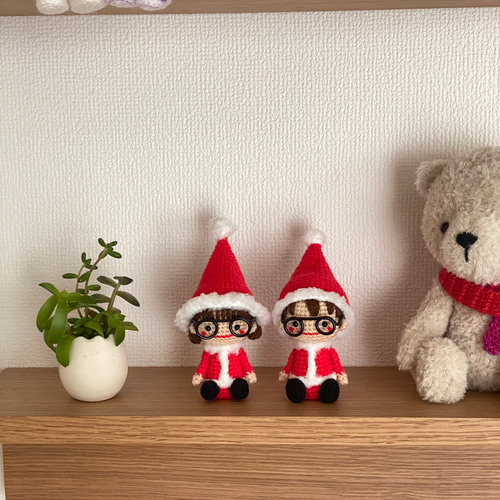 サンタ衣装のあみぐるみの女の子*ななちゃん*【クリスマス】おすわり