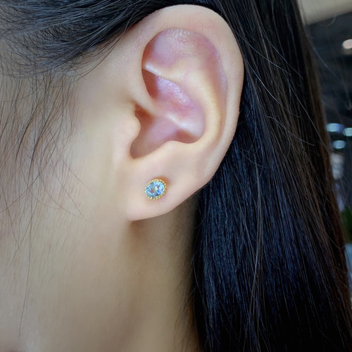 アクアマリン ピアスk18 ピアス（スタッド・一粒） パール大好き(購入 