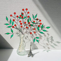 ワイヤークラフト レジン 千両 赤い実 スワッグ ガラス絵の具 正月