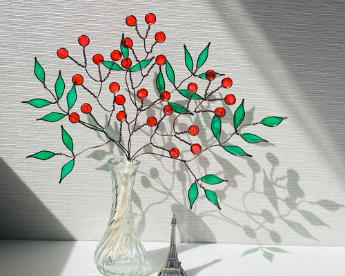 ✧︎*。一点物✧︎*。ポポラスと赤い実のワイヤースワッグ 冬インテリア #22 ✧︎*。一点物✧︎*。ポポラスと赤い実のワイヤースワッグ 冬