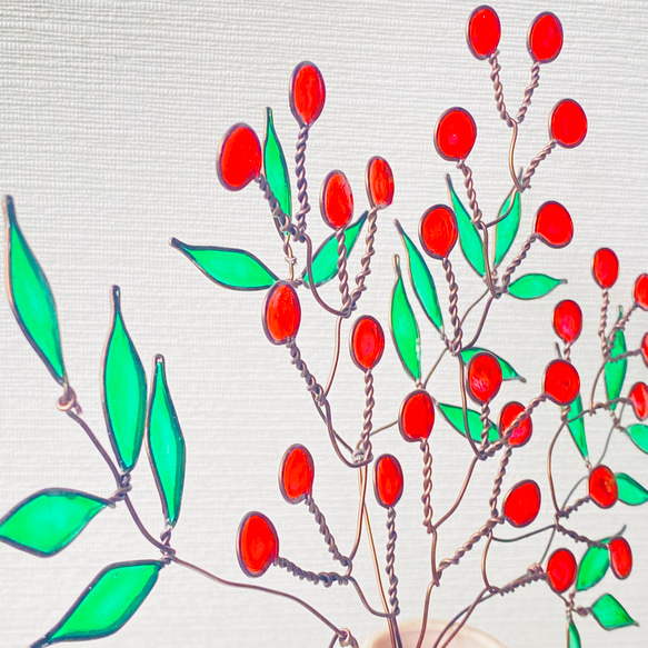 ワイヤークラフト　レジン　千両　赤い実　スワッグ　ガラス絵の具　正月　クリスマス　 17枚目の画像
