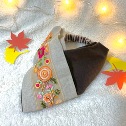 選べる！秋カラー　ヘアターバン　ヘアバンド　ヘアアクセサリー　秋　Autumn インド刺繍リボン 2枚目の画像