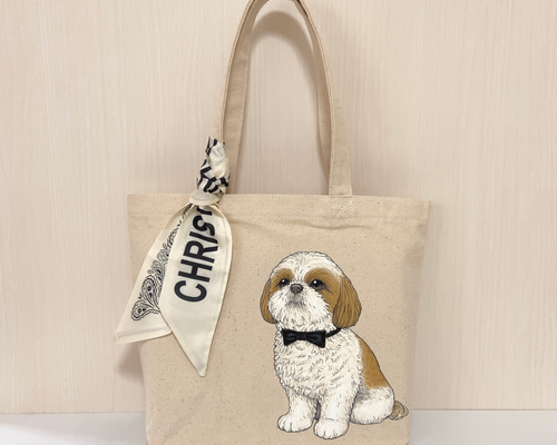 オリジナル シーズー トートバッグ 手描き オリジナルイラスト 鞄