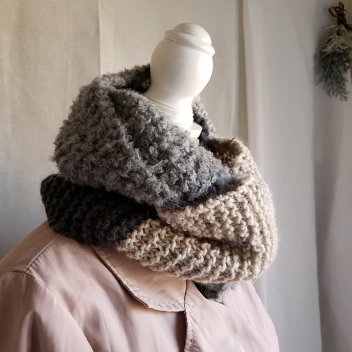 棒針編み スヌード ソフト 軽い グラデーション アルパカ混