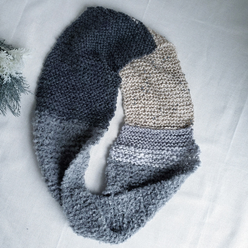 棒針編み スヌード ソフト 軽い グラデーション アルパカ混