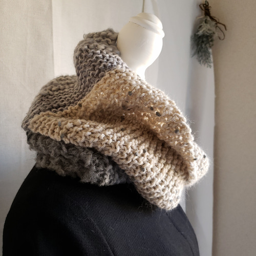 棒針編み スヌード ソフト 軽い グラデーション アルパカ混