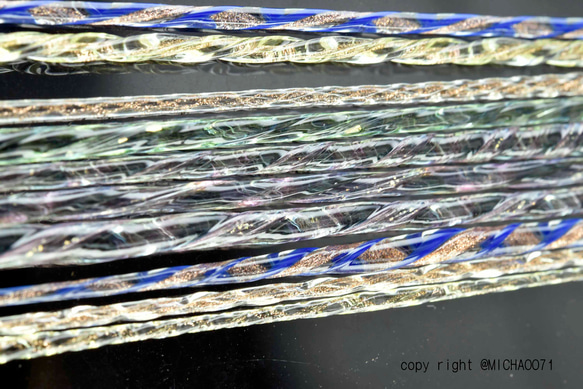 キラキラ新色！モッティの細密なガラス棒、ガラスレース棒（11378-467） ダイクロ＆アベンチュリンゴールド入り 6枚目の画像