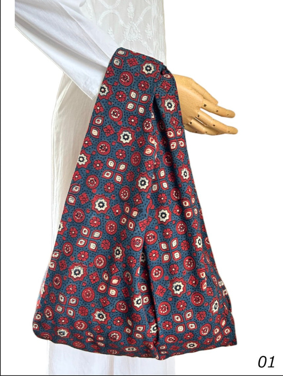 エコバッグ10種　ブロックプリント　ショッピングバッグ　インド　木版更紗 5枚目の画像