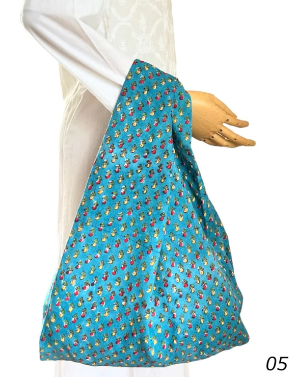 エコバッグ10種　ブロックプリント　ショッピングバッグ　インド　木版更紗 9枚目の画像