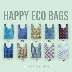 エコバッグ10種　ブロックプリント　ショッピングバッグ　インド　木版更紗 2枚目の画像