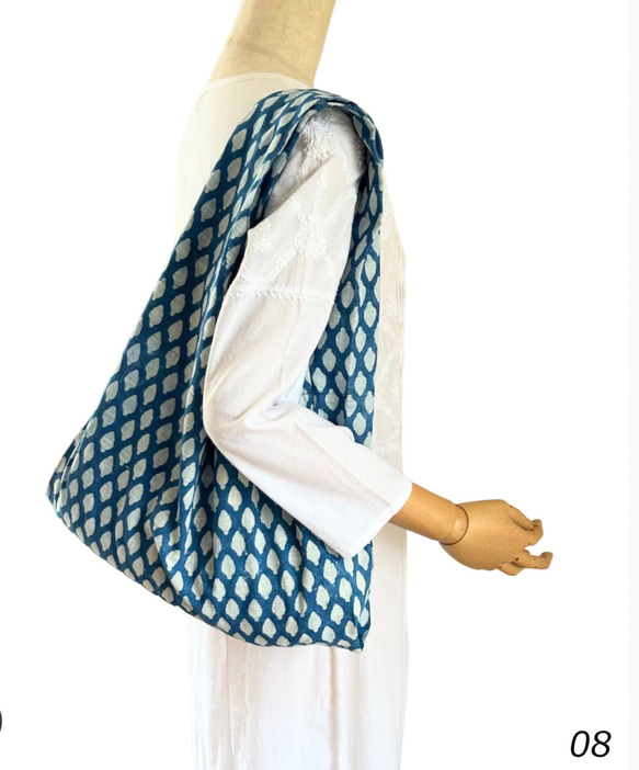 エコバッグ10種　ブロックプリント　ショッピングバッグ　インド　木版更紗 12枚目の画像