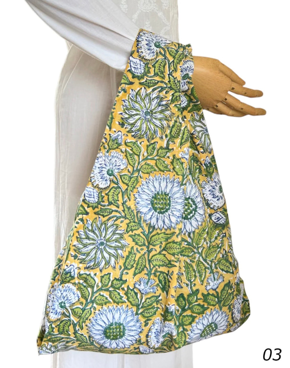 エコバッグ10種　ブロックプリント　ショッピングバッグ　インド　木版更紗 7枚目の画像