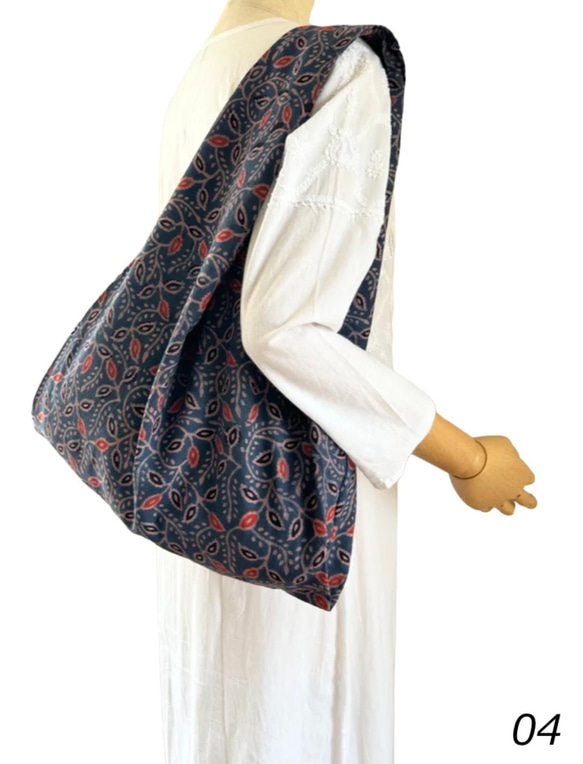 エコバッグ10種　ブロックプリント　ショッピングバッグ　インド　木版更紗 8枚目の画像