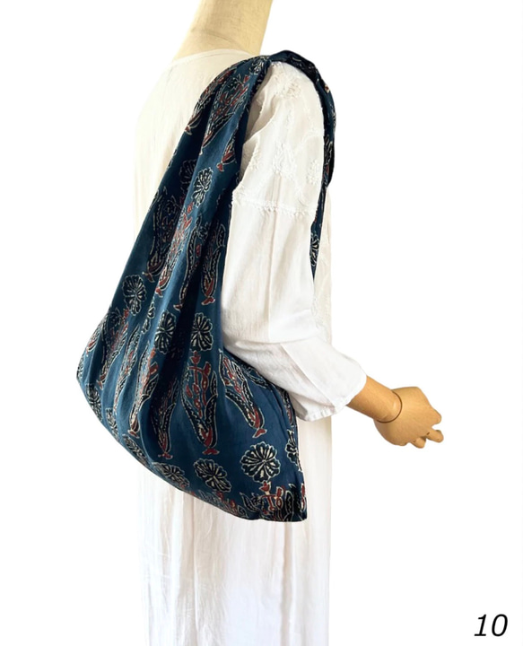 エコバッグ10種　ブロックプリント　ショッピングバッグ　インド　木版更紗 14枚目の画像