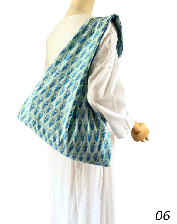 エコバッグ10種　ブロックプリント　ショッピングバッグ　インド　木版更紗 10枚目の画像