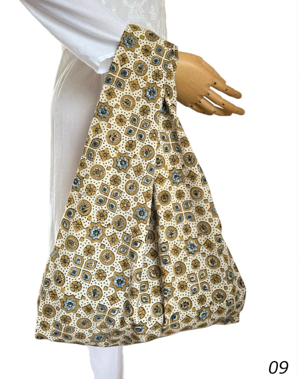 エコバッグ10種　ブロックプリント　ショッピングバッグ　インド　木版更紗 13枚目の画像