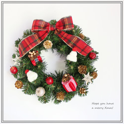 ホーリーレッド　クリスマスリース　タータンチェック　プレゼント　ニット帽　アップル　R&yCH94 5枚目の画像
