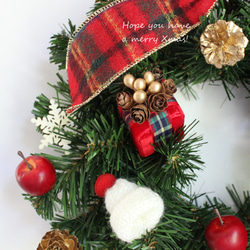 ホーリーレッド　クリスマスリース　タータンチェック　プレゼント　ニット帽　アップル　R&yCH94 8枚目の画像