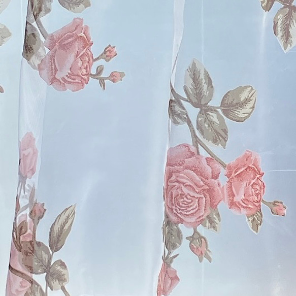 幅 98cm × 丈 90cm カフェカーテン レビュー特典 ピンク系 薔薇 のれん ラメ ゴールド 小窓 3枚目の画像
