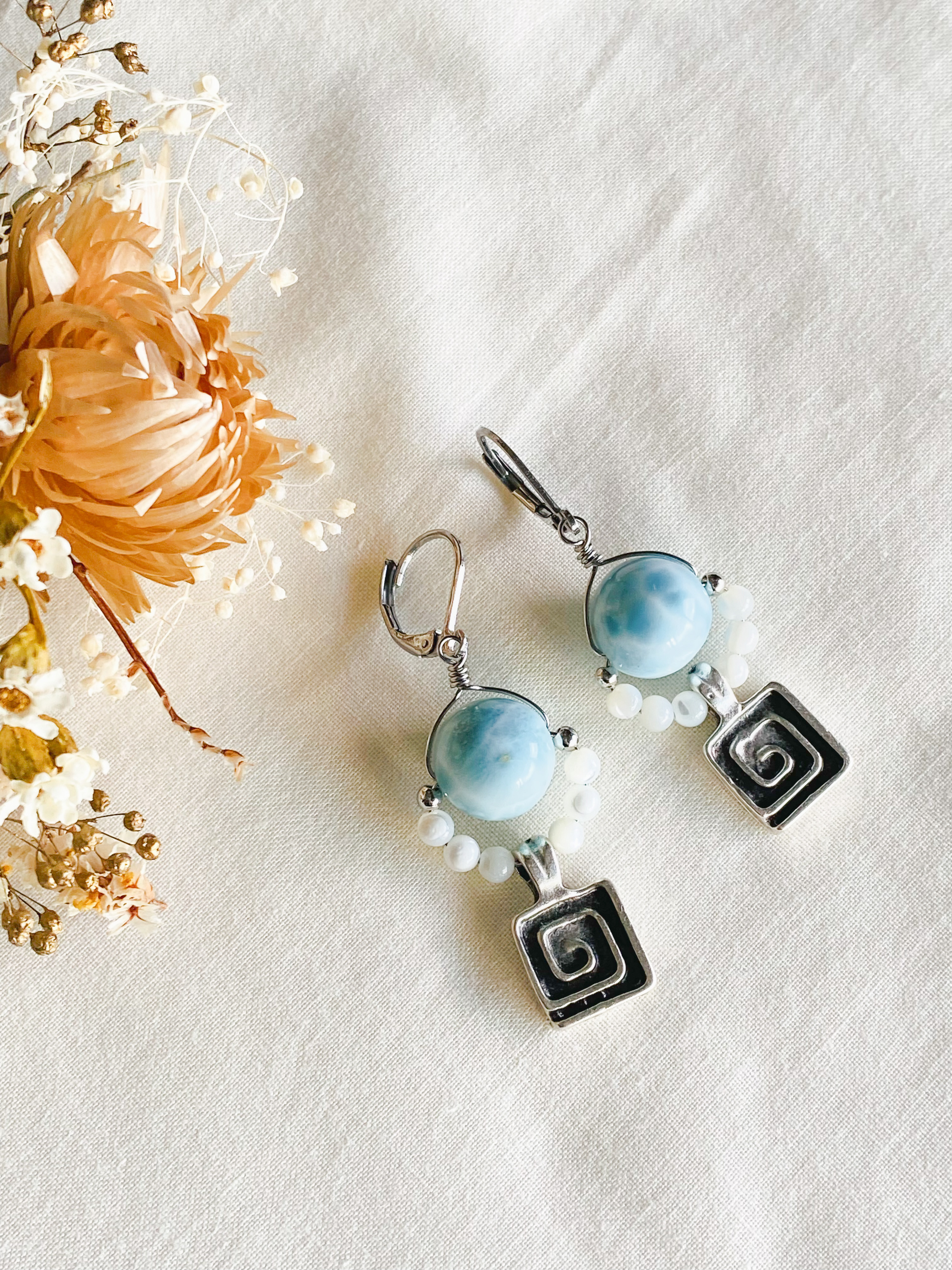 ラリマーピアス(イヤリング)