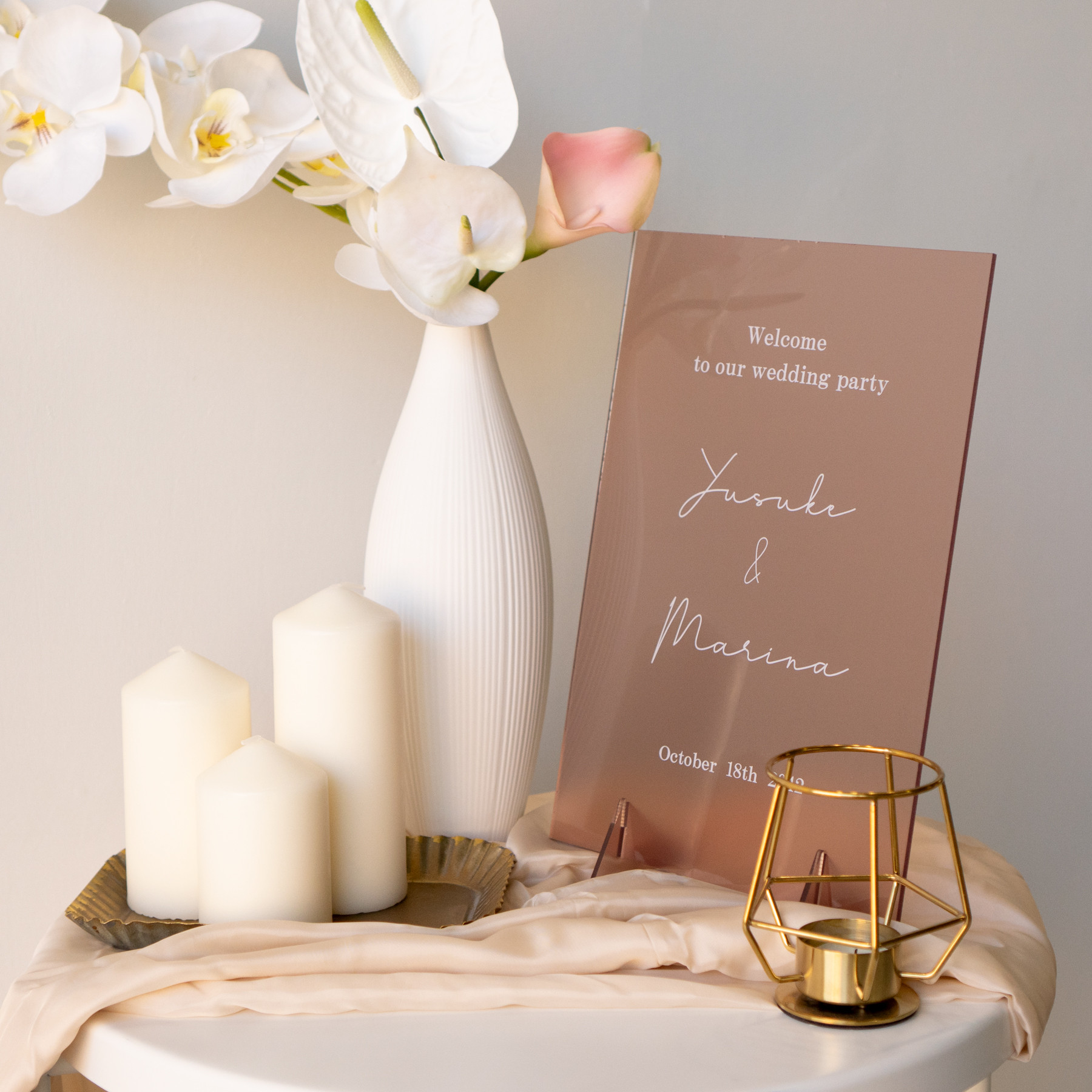 8色から選択OK！カラーが選べるアクリルウェルカムボード 店舗看板 結婚証明書／wba07