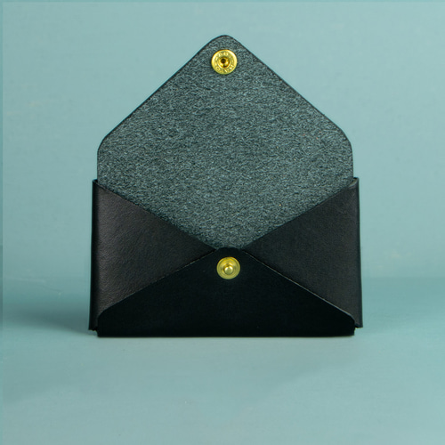 封筒型 名刺入れ カードケース ブラック 栃木レザー SM006b 名刺入れ