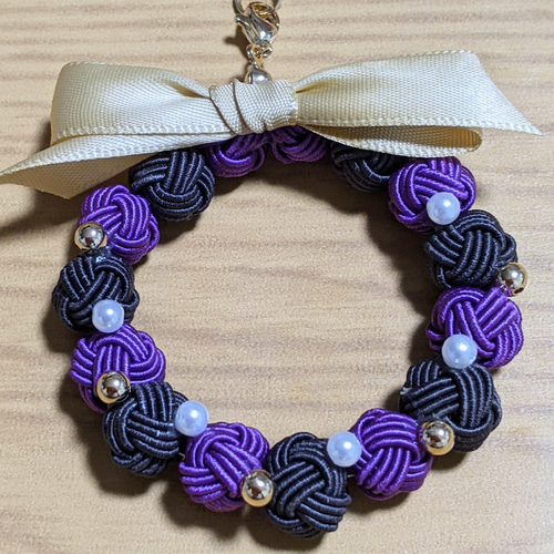 水引ハロウィンリース パープル×ブラック ☆ハロウィン おばけ 魔女 黒