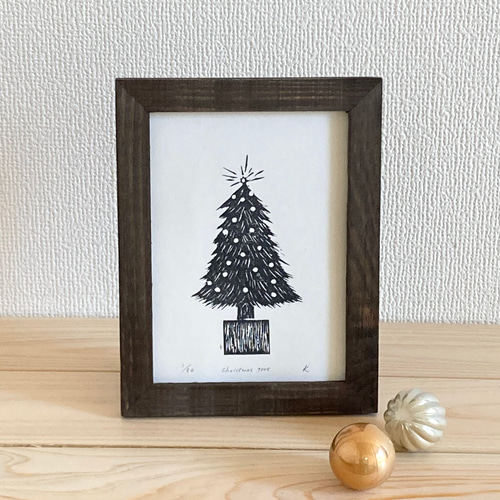 木版画 クリスマスツリー 版画 Kie's gallery 通販 16675624