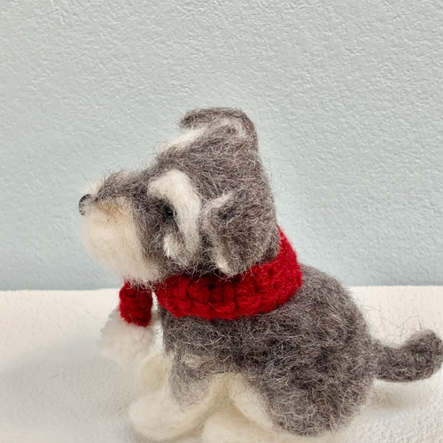 いつでもいっしょ♪ ふわふわ羊毛フェルトのミニチュアシュナウザー 犬
