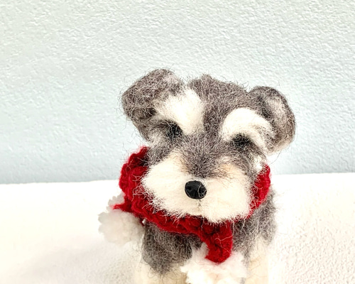 いつでもいっしょ♪ ふわふわ羊毛フェルトのミニチュアシュナウザー 犬