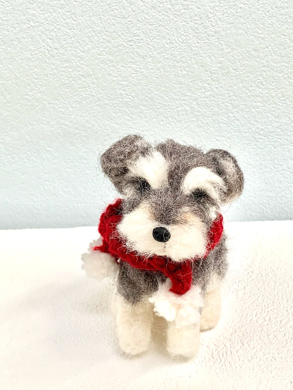 いつでもいっしょ♪ ふわふわ羊毛フェルトのミニチュアシュナウザー 犬