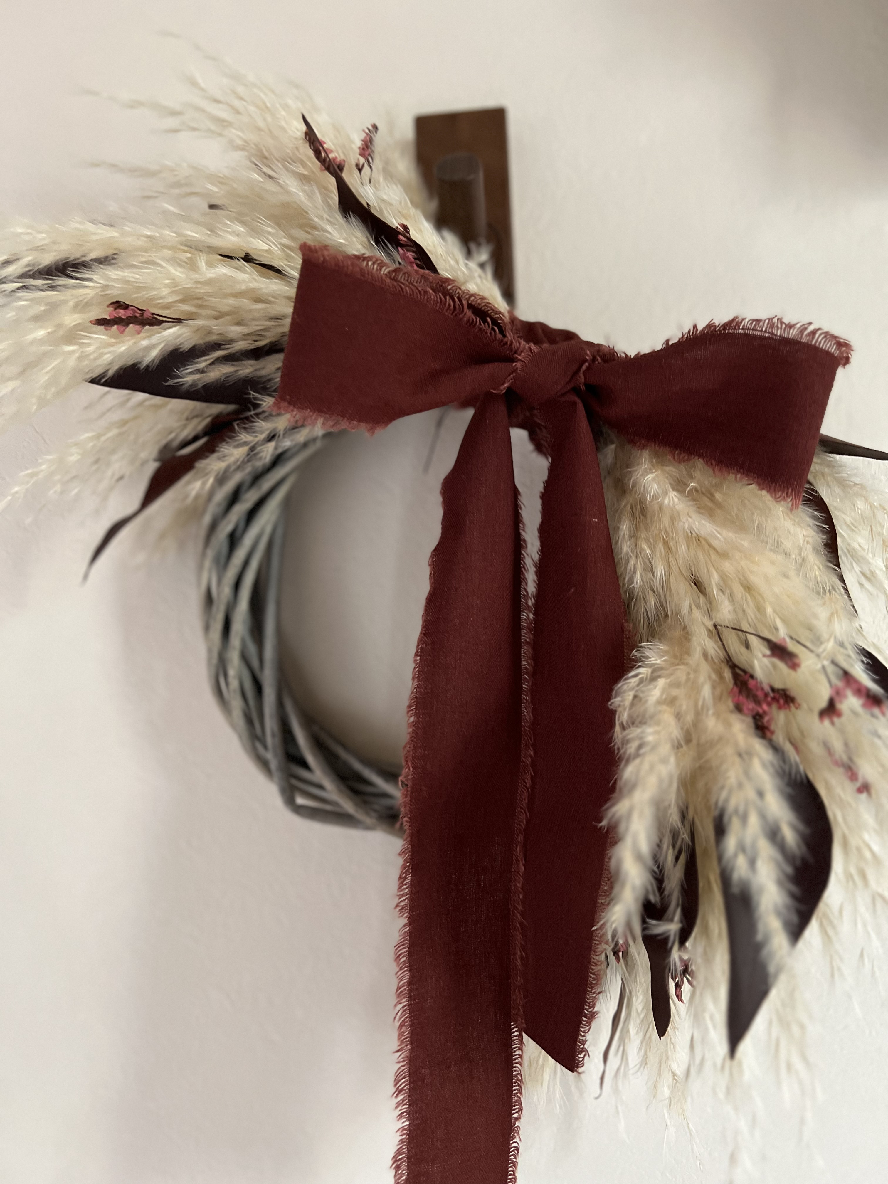 パンパスグラスリース 選べるリボン 秋〜冬 玄関リース リース