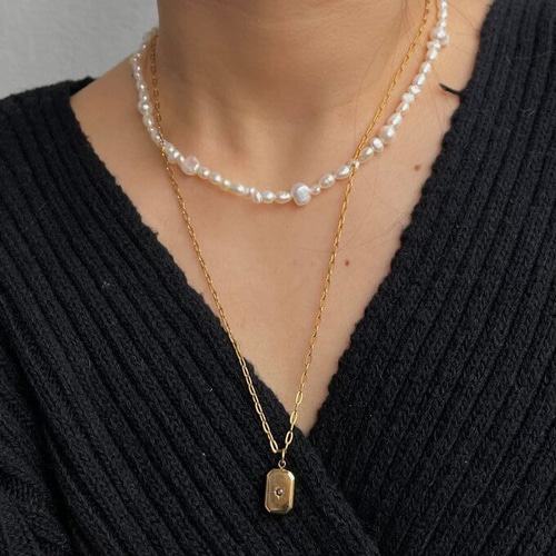 バロック淡水パール 3サイズmix 不揃いパール ステンレスネックレス