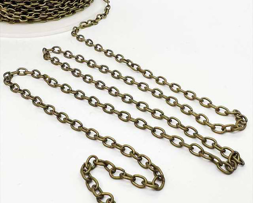 チェーン 1m あずき☆aa14/アンティーク☆幅約3.4mm 小判チェーン