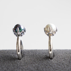 白黒セット<Herz>Pearl Earcuff -Black＆White-/ SV925 ≪送料無料≫ 2枚目の画像