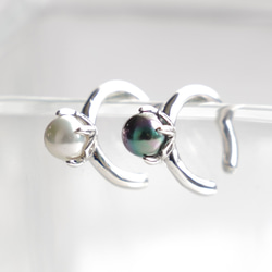 白黒セット<Herz>Pearl Earcuff -Black＆White-/ SV925 ≪送料無料≫ 6枚目の画像