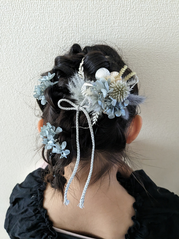 七五三　ハレの日を彩るドライフラワーアクセサリー　髪飾り　ヘアクリップ　コサージュ　結婚式　発表会　卒園式　入学式 3枚目の画像