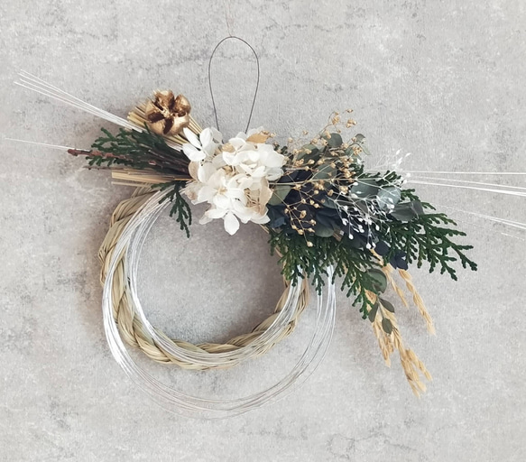 goldxwhite <はずせる2WAY> お正月飾り しめ縄リース 飾りやすい