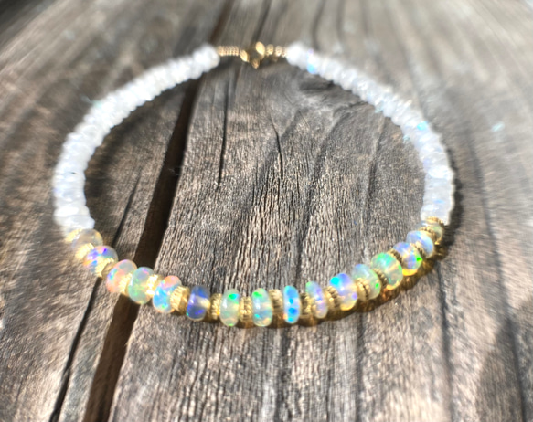 *14kgf＊Opal & Moonstone Bracelet　オパール＆ムーンストーン 3枚目の画像