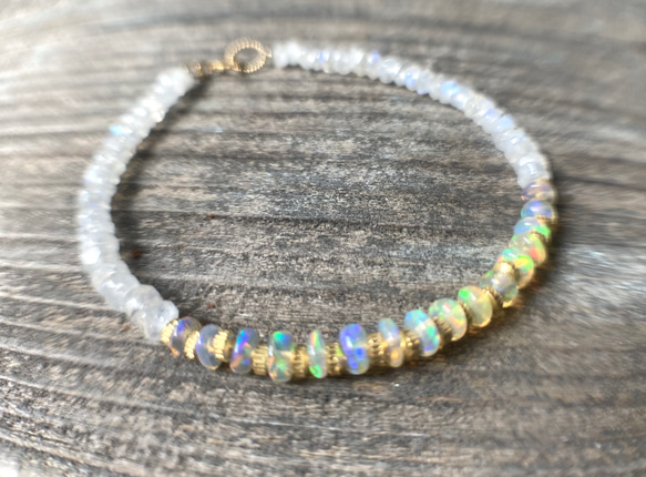 *14kgf＊Opal & Moonstone Bracelet　オパール＆ムーンストーン 1枚目の画像