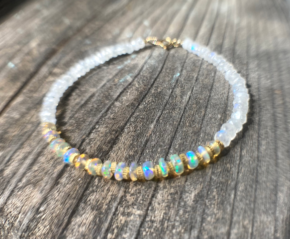 *14kgf＊Opal & Moonstone Bracelet　オパール＆ムーンストーン 20枚目の画像