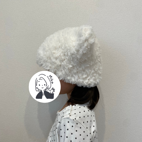 フワフワな猫耳キッズ帽子 白 ニット帽・ビーニー Miku 通販 16676324