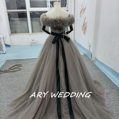 高品質！コーヒーの色 カラードレス+取り外しオフショルダー  