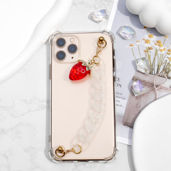 いちごミルク　キーリングハンガー　スマホケース　iPhoneケース　ストラップ　全機種　スマホチェーン 4枚目の画像