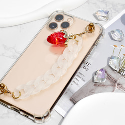 いちごミルク　キーリングハンガー　スマホケース　iPhoneケース　ストラップ　全機種　スマホチェーン 2枚目の画像