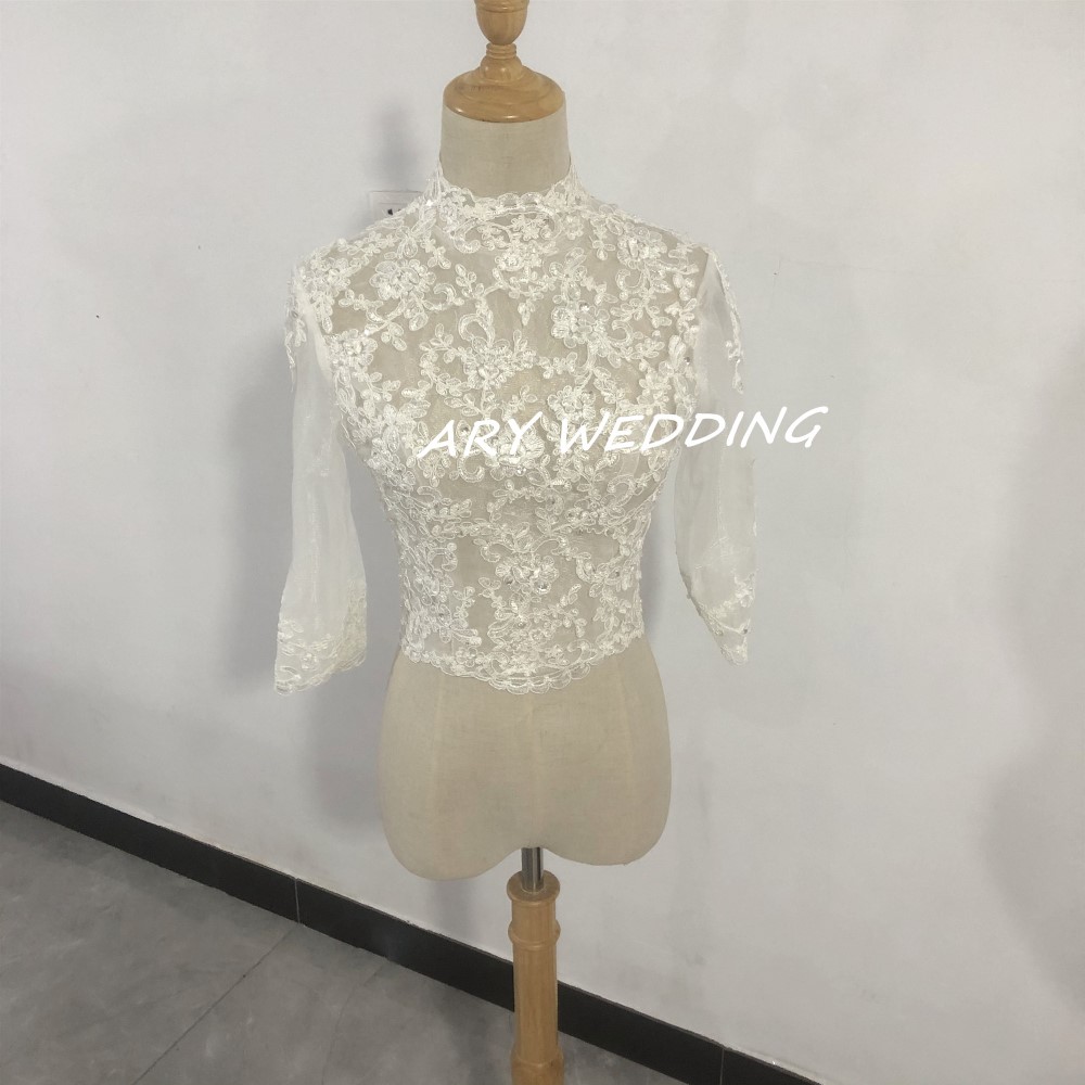 ケープ マント ウエディングドレス ハイネック 可憐な花刺繍のトップス  