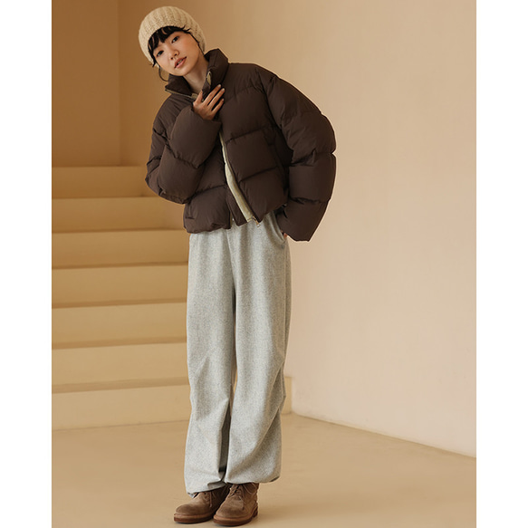 ダウンジャケット　ショートダウンジャケット　ブラウン　S-M #335 5cm　バスト